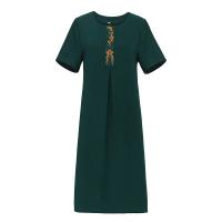 Vestido Midi Vintage De Verano Para Mujer Madura Con Bordado Casual Sólido Suéter Elegante Bodycon Para Fiesta Vestidos - details 1