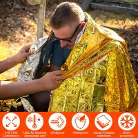 Manta Térmica de Emergencia 10 Piezas, Mantas de Aluminio en Dorado y Plateado, 210 ×160 cm, Mantas Termicas Supervivencia para Rescate Protege del Frío, la Lluvia, el Viento - details 4