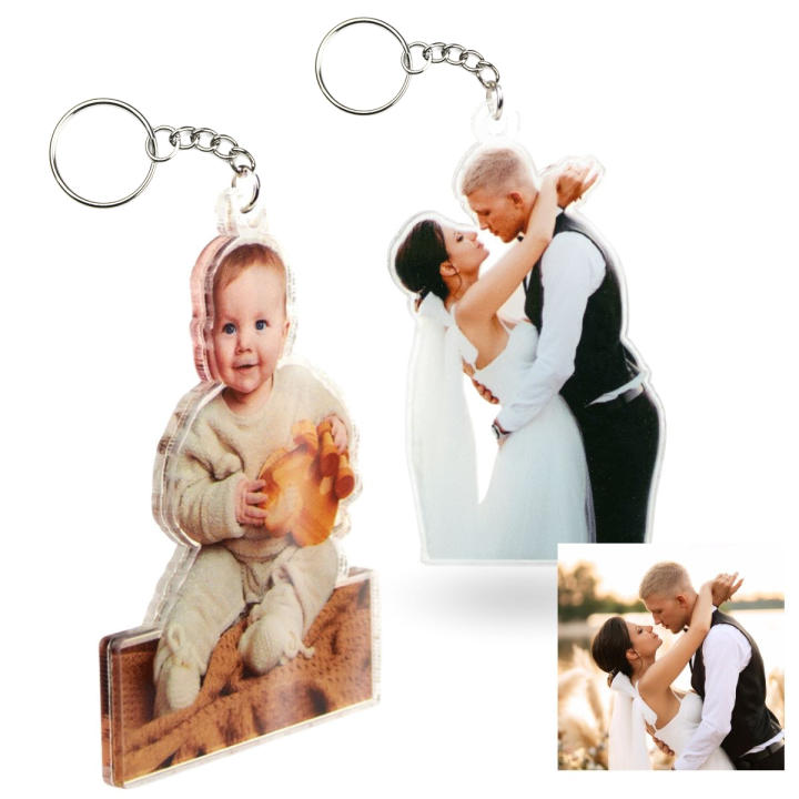 DEREGALOOS Llavero de Metacrilato Personalizado con Foto  Llaveros de Metacrilato Transparente  Regalos personalizados con foto  Llaveros para el Día del Padre, Día de la Madre, San Valentín, Amigos