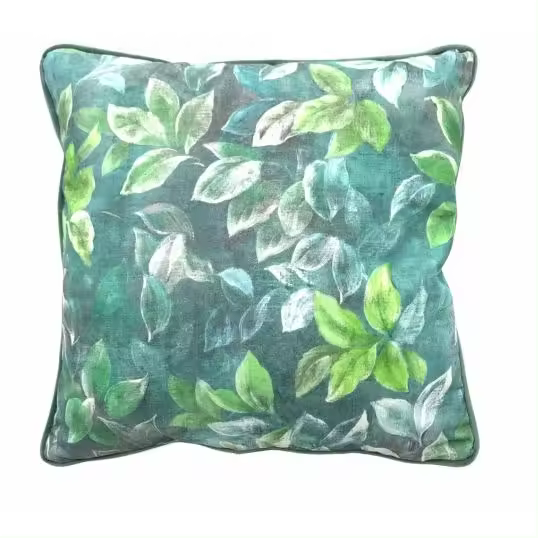 Cojín Avalon Algodón Hojas Verde Azul Turquesa  (45x45 cm) - 1