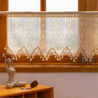 Cortinas Boho Tela Voile Transparente Para Cocina Sala De Estar Dormitorio Con Borlas Cortina Corta De Tela Transparente Filtro De Luz - details 1