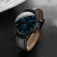 Reloj De Negocios Para Hombre 2PCS/set Reloj Analógico De Cuarzo Con Correa De Cuero Casual Joyería De Pulsera - details 3