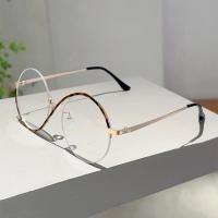 Gafas De Mujer KAMMPT Semi-Arremetidas Con Marco Redondo Y Bloqueo De Luz Azul Estilo Retro Metal Decoración En Color Rosa - details 3