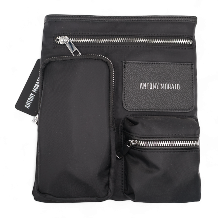 Bandolera Antony Morato Piel Sintetica y Nylon Leather Negro Hombre Moderno, Ropa casual 75% Piel, 25% Caucho