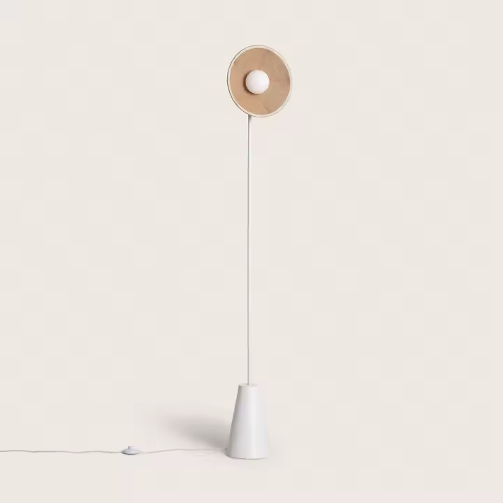 Ledkia Lámpara de Pie Rafia y Cristal Erede Natural - 1