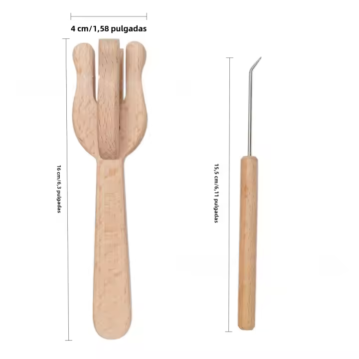 Kit De Herramientas De Tejido Arco De Madera Y Aguja Para Tejer Anciano Cordon Tool De Lucet Madera Para Manualidades Y Tecnicas De Tejido - 1