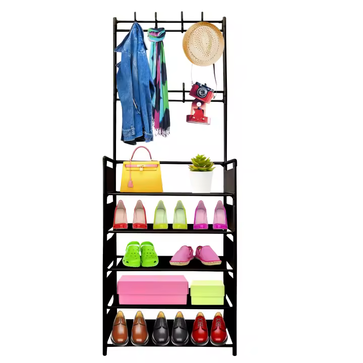 Nyana Recibidor Organizador Entrada 5 Baldas Zapatero 20 Pares 8 Colgadores Ropa Abrigos Chaquetas - 1