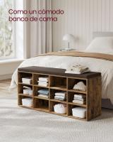 Banco zapatero con asiento y 12 compartimientos, cojín y estantes ajustables, ideal para entrada y sala de estar - details 6