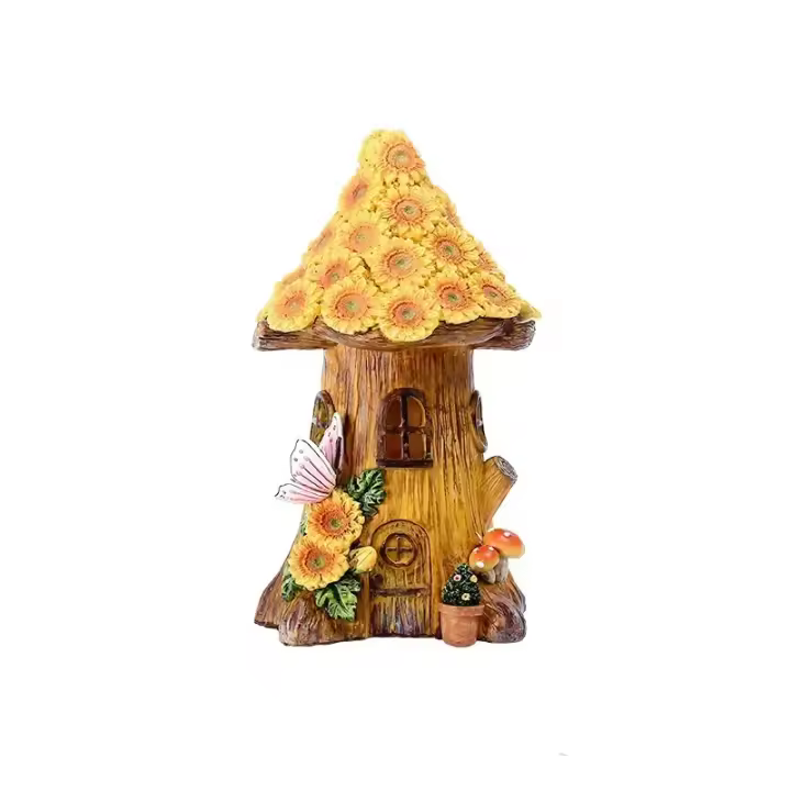 Luz Solar Decorativa Para Casa De Árbol De Resina Adorno Pequeño Para Jardín Patio Balcones Y Caminos Exteriores - 1