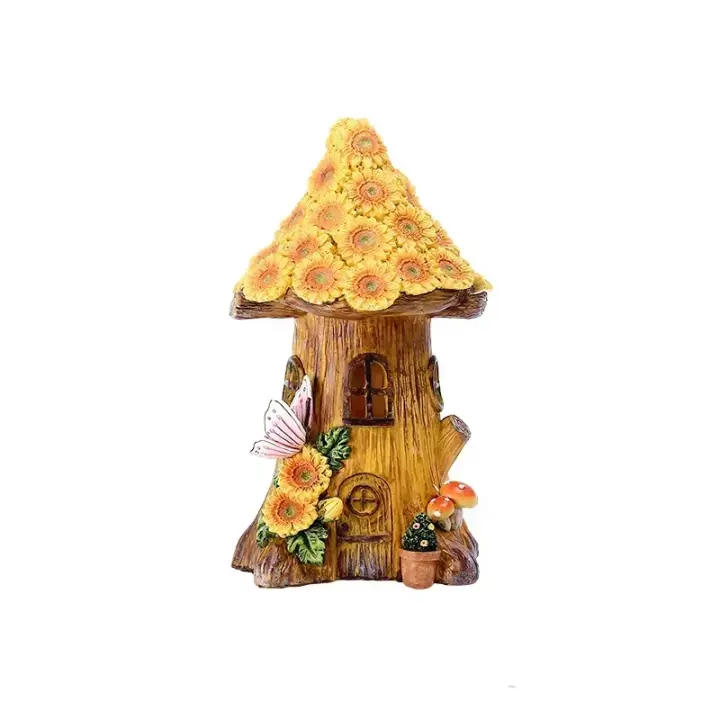 Luz Solar Decorativa Para Casa De Árbol De Resina Adorno Pequeño Para Jardín Patio Balcones Y Caminos Exteriores - 1