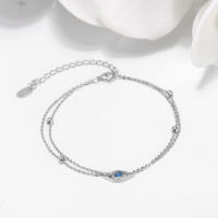 Pulsera De Cadena Clásica KISS MANDY Con Ojos Malos Y Doble Capa En Plata 925 Y Oro 14K Para Mujer Joyería De Fiesta - details 3