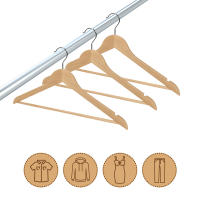 Aicasa Perchas de Madera para Trajes, Color Blanco y Madera , Hombros con Muescas, Antideslizantes para Chaquetas, Camisas, Pantalones, abrigos，Gancho Giratorio de 360°, Pack 6/12/24/48 Unidades - details 3