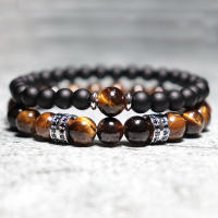 Pulsera De Hombre Con Piedras De Ojo De Tigre Naturales Y Zirconia Lujo Accesorios Para Hombre Regalo Para Novio Pulsera De Cuentas Redondas De Metal Cuero - details 7