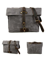 Bolsa De Hombro Para Hombre En Cuero Vacuno Y Lona Impermeable Y Resistente Al Desgaste Bolsa De Negocios Y Tiempo Libre Portátil Con Estuche Único - details 11