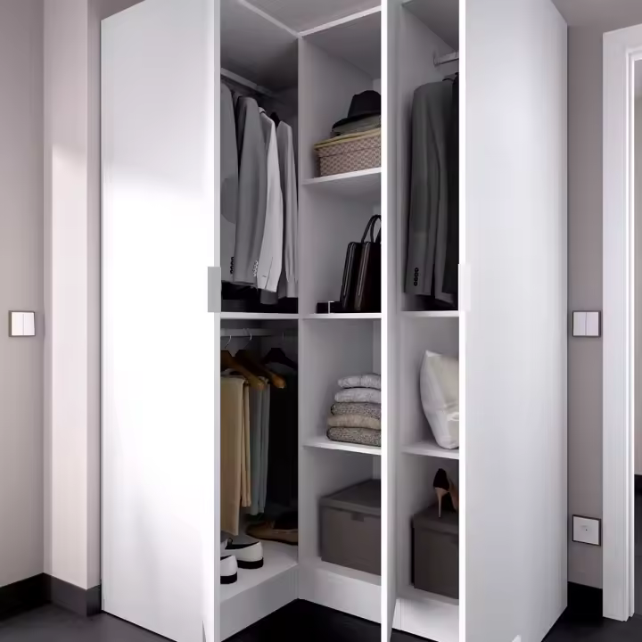 Dekit Armario Esquinero Essen 2 Módulos 3 Puertas Blanco 184x133x91 Cm - Diseño Cuidado - Distribución Interior Perfecta - 1