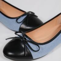 HLUNA - Bailarinas con Lazo - Punta negra - Beige y Azul Vaquero - 9652 - details 2