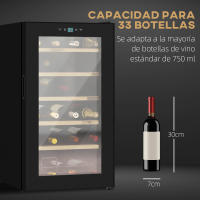 HOMCOM Nevera Vinos 24 Botellas 65L Vinoteca con Luz LED Interior Pantalla Táctil Digital Control de Temperatura Puerta de Vidrio y 5 Estantes de Metal Negro - details 3