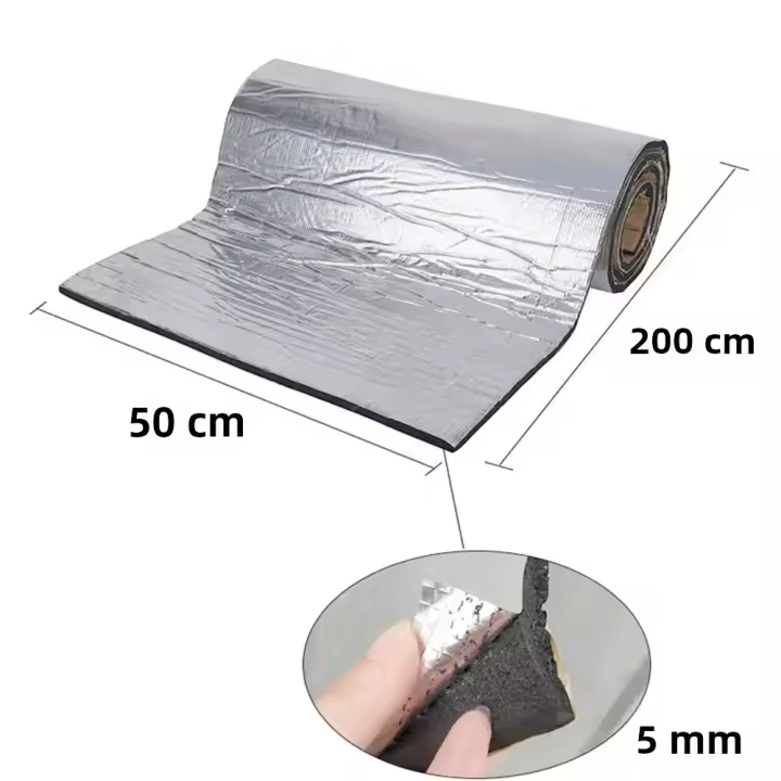 Alfombrilla De Sonido Para Coche Auto Aislante De Calor Y Ruido Resistente a La Vibración Adhesivo 200*50cm Tapete De Aluminio Para Engarzado En Motor Y Puertas - 1