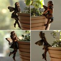 Nueva Decoración De Resina Para Jardín Angel Girl Colgante Con Taza Combinación De Flores Borde De Maceta Diseño De Hada - details 0