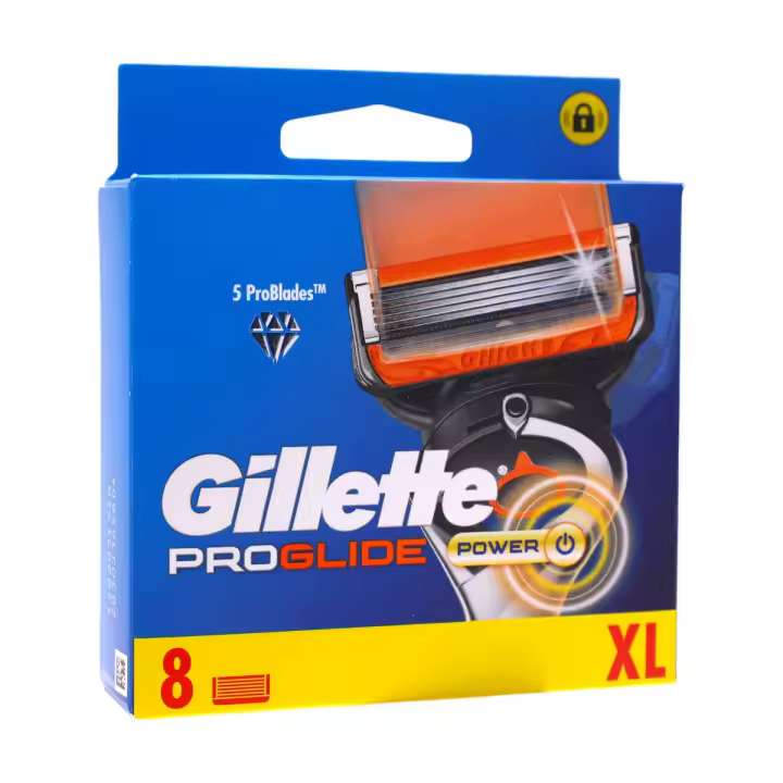 Gillette ProGlide Power – Pack de 8 cuchillas de recambio, 5 hojas y banda lubricante para afeitado suave - 1