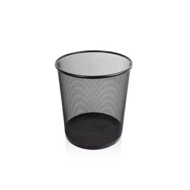 AKASA - Papelera Malla Metalica, Cesto basura redondo metálico, Papelera oficina, Cubo de Basura, Papelera Escritorio, Papelera Baño, 28 X 26,5 X 22 cm, 34.5 X 29.5 X 24 cm Negro, Plata - 1