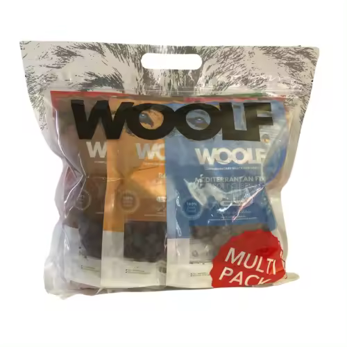 Pack de 10 bolsitas de snacks Woolf Cubes semihúmedos para Perros - Ideal para premiar y consentir a tu mascota con deliciosos bocados - 1