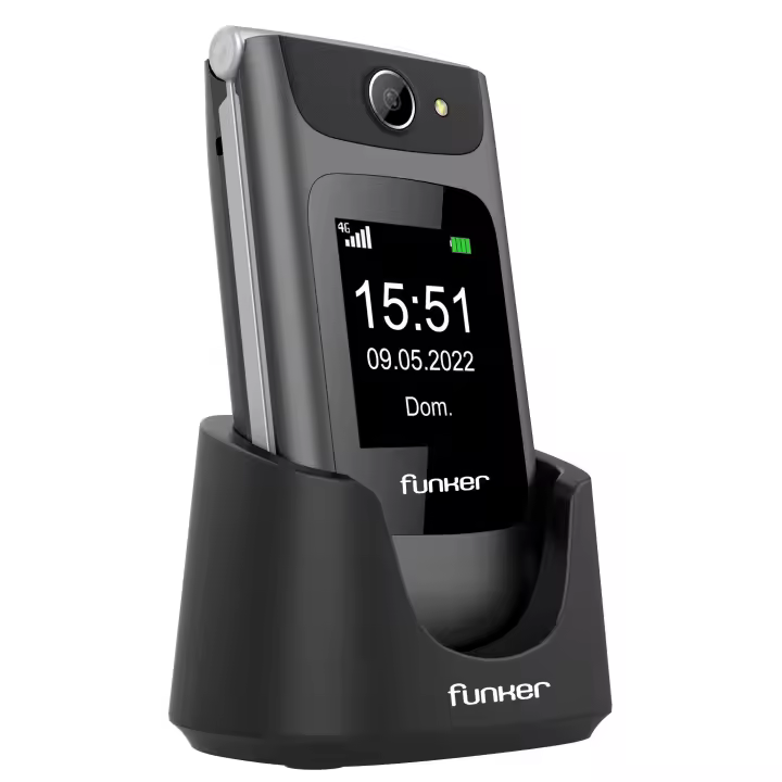 Funker C250 Comfort Power 4G Teléfono Móvil con tapa para personas mayores con 4G. Con botón SOS, pantalla externa y base de carga. Hi power Battery 1450 mAH. - 1