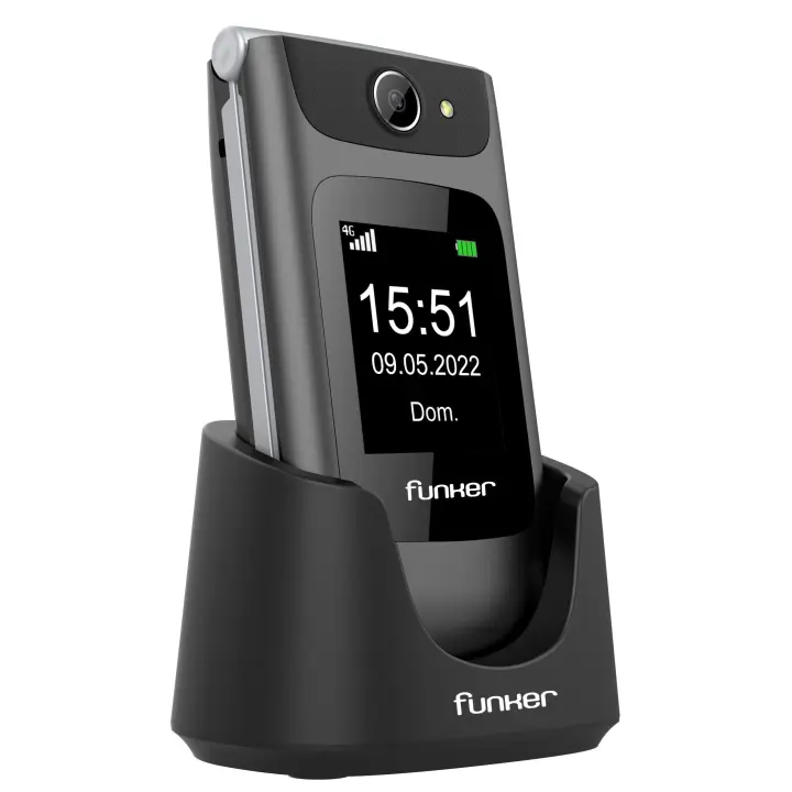 Funker C250 Comfort Power 4G Teléfono Móvil con tapa para personas mayores con 4G. Con botón SOS, pantalla externa y base de carga. Hi power Battery 1450 mAH. - 1