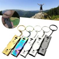 Llavero De Silbato Doble Tubo Alta Decibelio Portátil Para Supervivencia En Camping Y Emergencias Herramienta Multifuncional - details 1