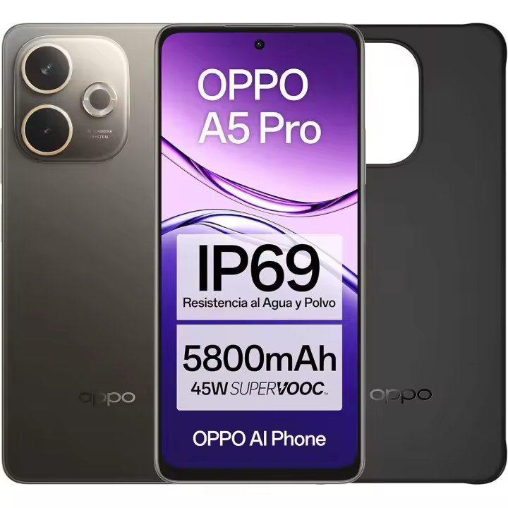 OPPO A5 Pro 4G - Smartphone Libre con IA, 8GB RAM + 256GB, Pantalla 6.67" 90Hz, Cámara 50MP, Batería 5800, Carga Rápida 45W, Versión Española, Funda incluida - 1
