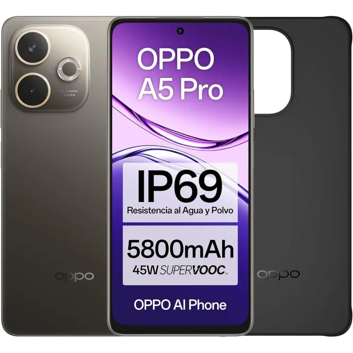 OPPO A5 Pro 4G - Smartphone Libre con IA, 8GB RAM + 256GB, Pantalla 6.67" 90Hz, Cámara 50MP, Batería 5800, Carga Rápida 45W, Versión Española, Funda incluida - 1