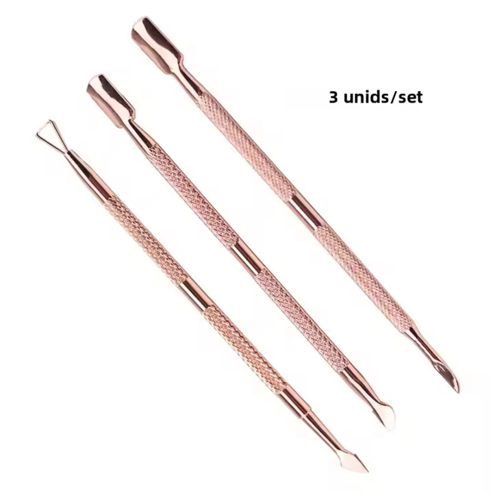 2/6pcs Pusher De Cutículas Doble Final En Acero Inoxidable Herramienta De Limpieza De Uñas Para Pedicura Y Manicura Eliminador De Piel Muerta - 1