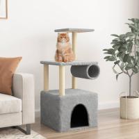 vidaXL Árbol Rascador para Gatos con Postes Torre Escalador Sisal Color Gris claro,  Crema,  Gris oscuro y mas - details 0