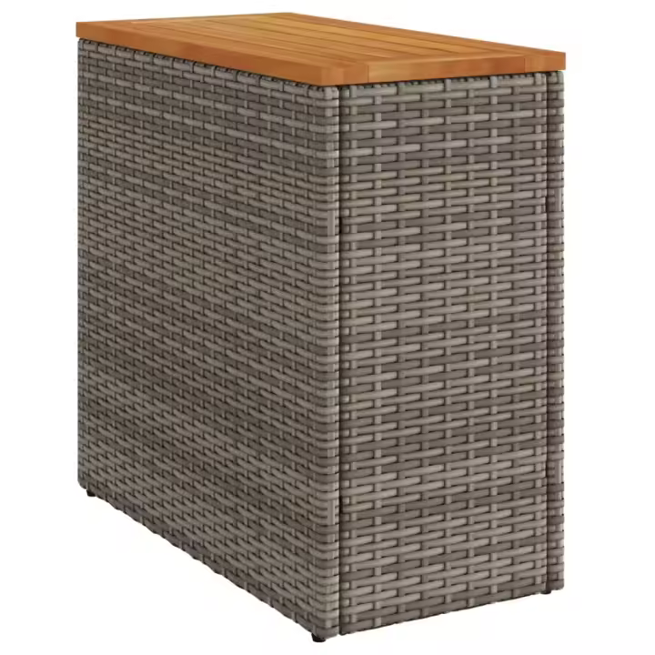 Mesa Auxiliar Jardín tapa Madera ratán PE gris 58x27,5x55 cm - 1