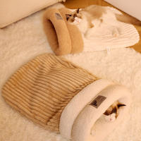 Saco De Descanso Para Gatos Y Perros En Otoño/Invierno Cómodo Y Caliente Semi-Abierto Con Plush Suave Para Viajes - details 8