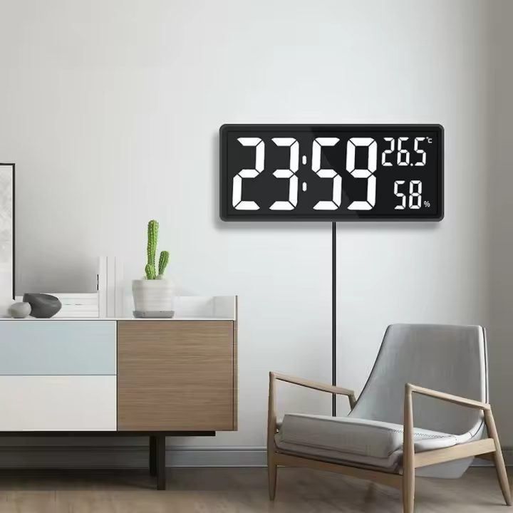 Reloj de pared digital LED con pantalla de número grande, blanco, para uso interior en la oficina - 1