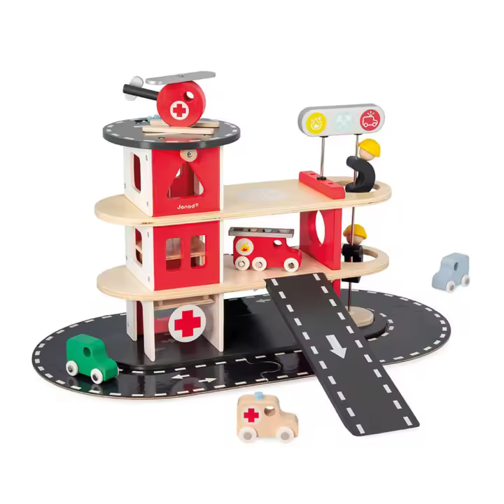 Estación de bomberos de madera FSC con 4 niveles para niños mayores de 2 años - Janod - 1