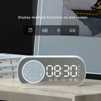 Multifuncional Smart FM Radio Altavoz Bluetooth Reloj Despertador Espejo Reloj (Rosa) Rosa - details 1