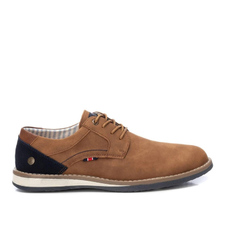 Xti camel dress shoes with blue suede back panel