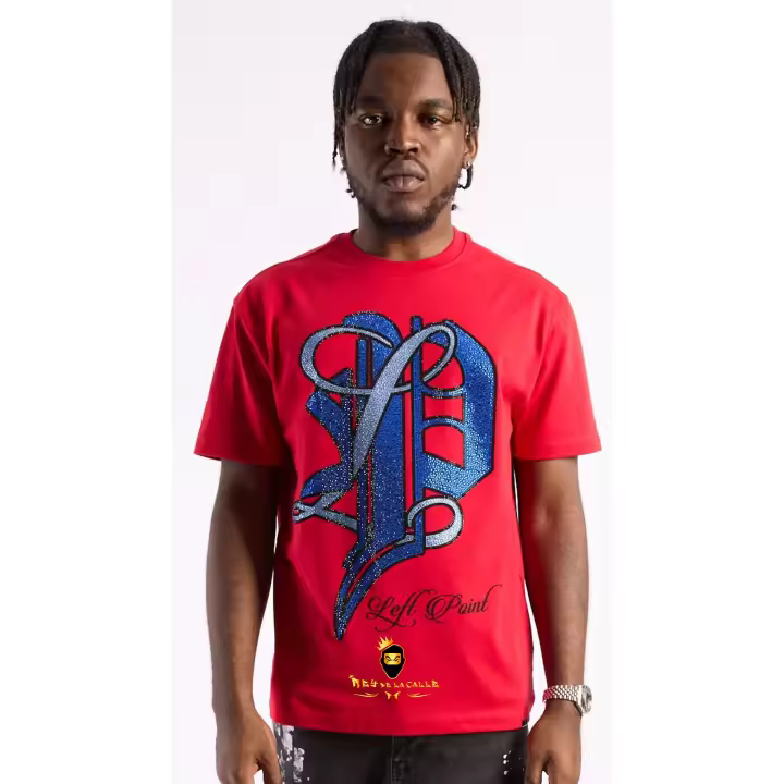Camiseta Left Point Roja Pedrería Brillante LP En Azul - 1