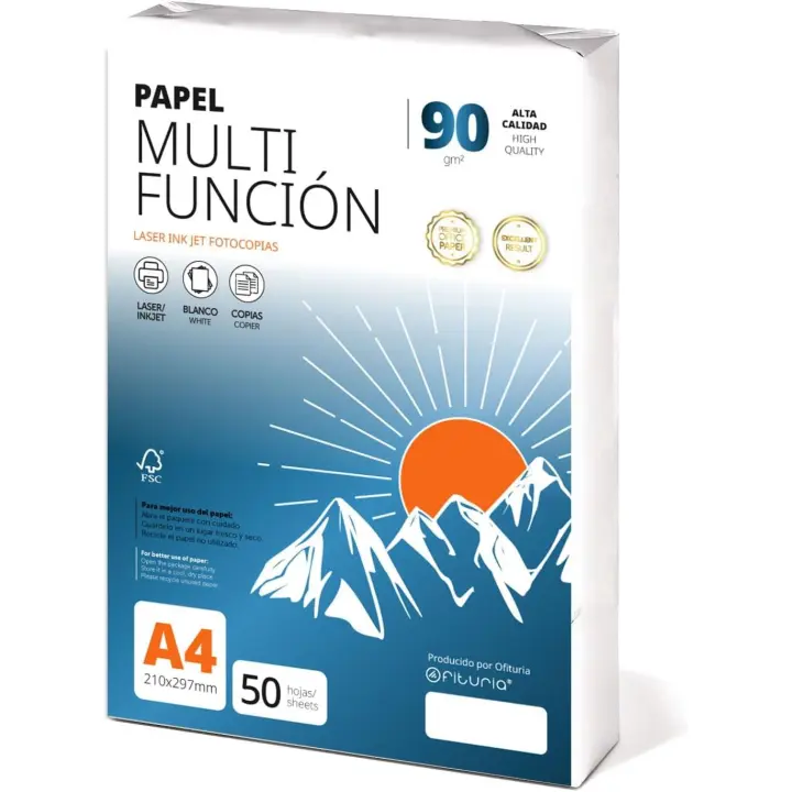 Folios a4 90gr 50 hojas, Papel Multiusos para Impresora, Folios para Impresoras Láser y de Inyección, Fotocopiadora, Para uso Oficina, Material Escolar, Paquete de folios - Ofituria - 1