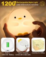Luz de noche de patito, luz de noche de silicona suave regulable para guardería,luz de noche recargable con control táctil para - details 2