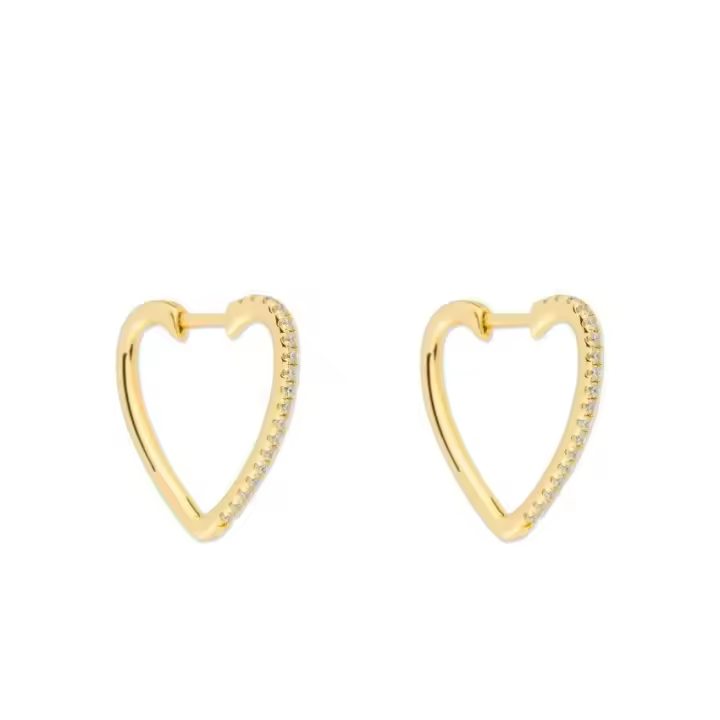 Pendientes de Corazón con Cristales, Chapado en Oro, 19,5 mm, Elegante Joyería, Ref: CHP153417C - 1