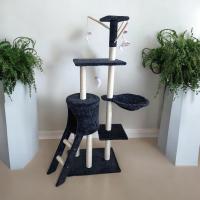 COTTECOTA-Árbol Rascador Gris 50x35x138cm Arbol para Gatos con Plataforma Torre Rascador Escalador para 2-3 Gatos Medianos Estable Rascador con Nidos Hamaca Plataformas Juguete Poste De Sisal Natural  ref 51093 - details 2