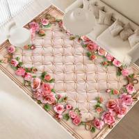 Carpetas Florales 3D Para Decoración De Sala De Estar Y Dormitorio Alfombra Antideslizante Lavable Para Mesa De Café Sofá Y Piso Del Hogar - details 6