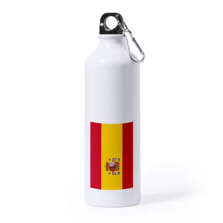 BIDON GRANDE 800 ML ACERO INOXIDABLE BANDERA ESPAÑA PAIS CONSTITUCION deporte deportivo con mosqueton botella rey franciscofranco fiestatoros - 1