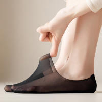 Calcetines Invisibles De Verano Para Mujer Ultrafinos Antiaderentes De Silicona Malla Sin Mostrar Seda De Hielo Sólidos Calcetines De Barco - details 5