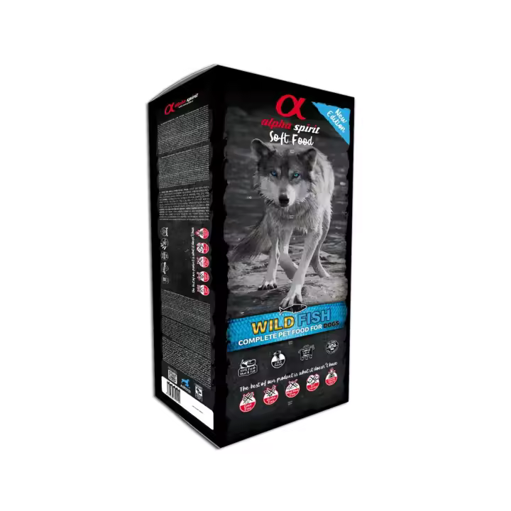 Alpha Spirit Wild Fish, Pienso Semihúmedo sin cereales de pescado, 9kg - Alimento completo para perros, fabricado en España - 1