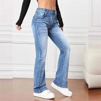 Jeans Flares Micro Para Mujer Casual Vintage Cintura Media Botones Splice Denim Pantalones Oficina Commuter Trend Streetwear - details 2