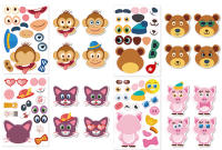 Hojas De Pegatinas De Caras Para Hacer Tus Propios Animales 6-36PCS Juguete De Rompecabezas De Artesanía Para Niños Fiesta De Cumpleaños - details 8